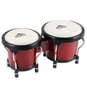 EASTROCK Bongo Drum for Beginners 4" and 5" Natural Wood & Metal Shells Percussion Instrument with Tuning Wrench Red