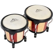 EASTROCK Bongo Drum for Beginners 4" and 5" Natural Wood Metal Shell Percussion Instrument with Tuning Wrench Stripe