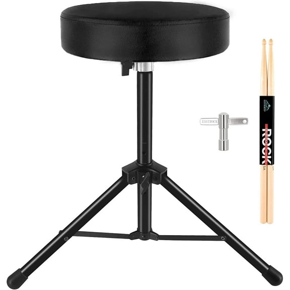 EASTROCK Height Adjustable Drum Throne Metal Foldable Drum Stools Double-braced Padded Seat for Drummers Adults