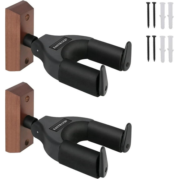 EASTROCK Guitar Wall Mount Hanger Auto Locking Guitar Stand Rotatable Display Holder with Hardwood & Scratch-Proof EVA(2 Pack)