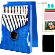 EASTROCK 17 Keys Kalimba Finger Piano Musical Instruments Solid Wood Bady & Hand Rest Design with Tuning Set & Bag,Blue