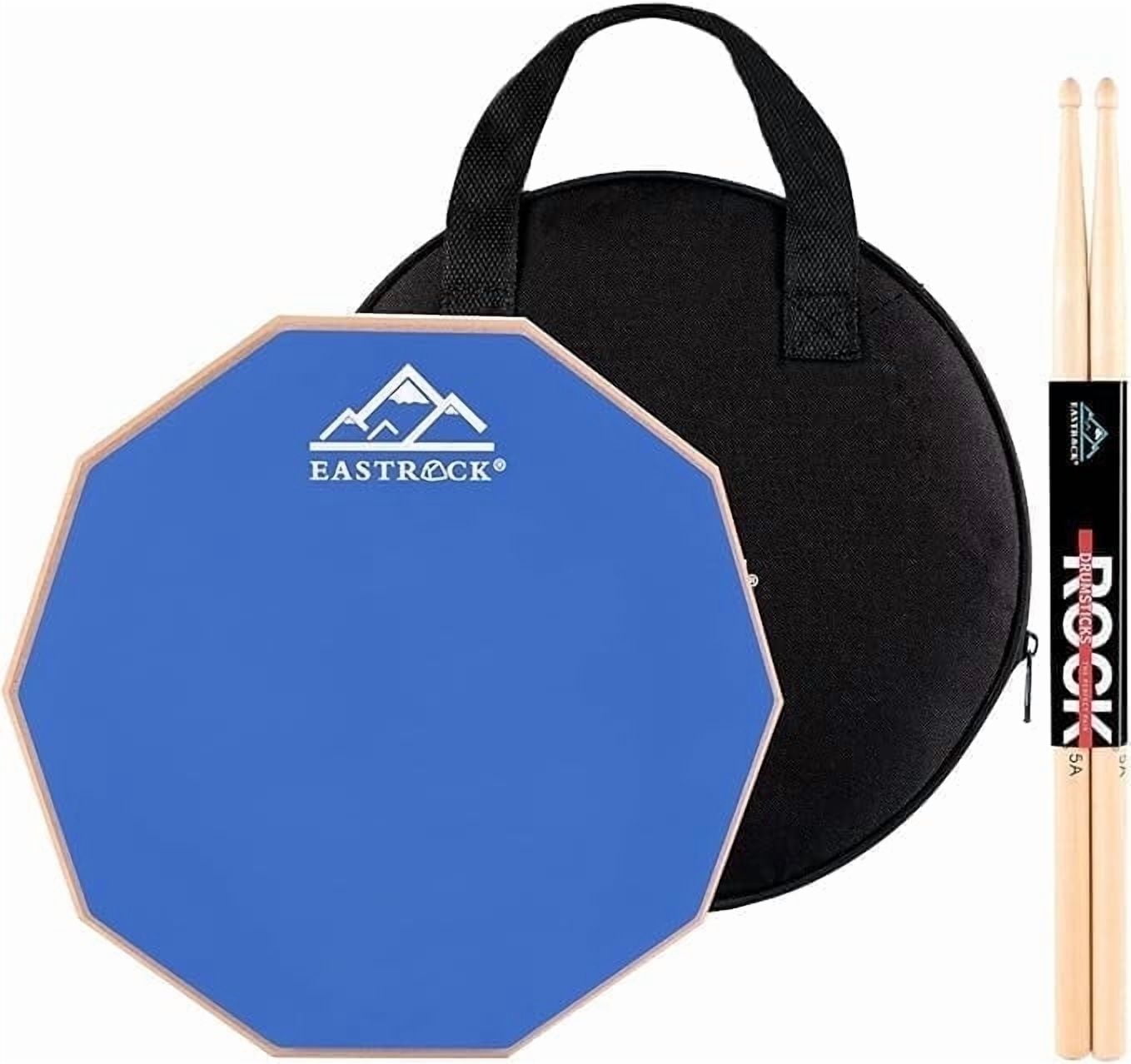 EASTROCK Drun Practice Pad 12 Inch Double Silicone Surface Silent Practice Drum Pad for Beginner Blue with Sticks & Bag