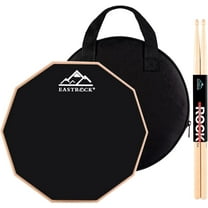 EASTROCK Drun Practice Pad 12 Inch Double Silicone Surface Silent Practice Drum Pad for Beginner Black with Sticks & Bag