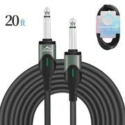 EASTROCK Guitar Cable 20 ft , 1/4" TS Instrument Cable with Anti-Kink Design,Straight to Straight,for Electric Guitar, Bass, Keyboard, Amp Black