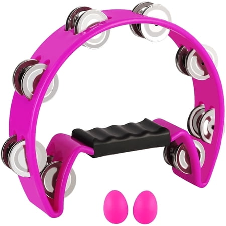 EASTROCK Traditional Tambourine with Single Row ABS Frame Steel Jingles Hand Tambourines for KTV/Party,Purple
