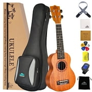 EASTROCK Mahogany Soprano Ukulele Beginner Kit 21 inch Solid Wood with Arched Back & Aquila Strings & Gig Bag