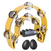 EASTROCK Tambourine with Steel Jingles ABS Frame Hand Tambourines Percussion Instrument for Toddler Adult,Gold Double Row