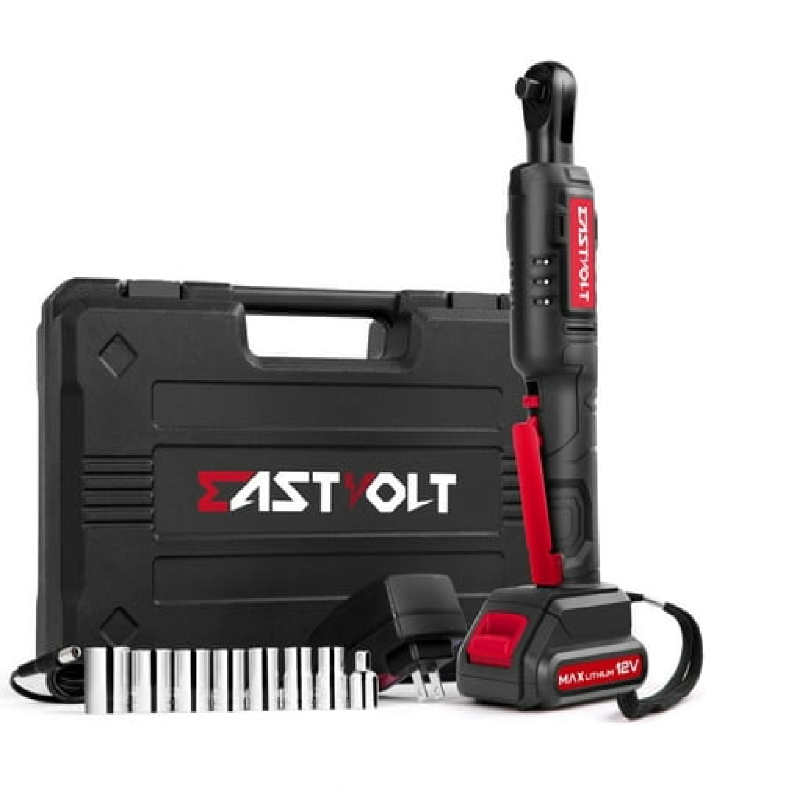 Seesii 21V Cordless Ratchet Wrench 3/8" – 66 Ft-lbs Brushless – 2 Batteries & 7 Sockets Included