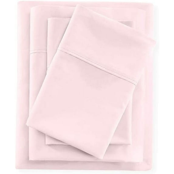 EASY BEDDING 4 Piece Bed Sheet Set, 100% Egyptian Cotton 400 Thread Count - Full-XXL Size 16 Inch Deep Pocket - Pink Solid.