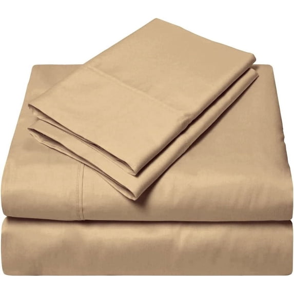 EASY BEDDING 4 Piece Bed Sheet Set, 100% Egyptian Cotton 400 Thread Count - King Size 14 Inch Deep Pocket - Taupe Solid.