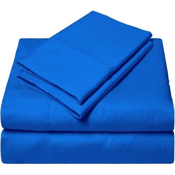 EASY BEDDING 4 Piece Bed Sheet Set, 100% Egyptian Cotton 400 Thread Count - Olympic Size 18 Inch Deep Pocket - Royal Blue Solid.
