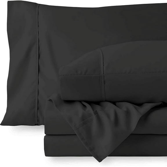 EASY BEDDING 6 Piece Cotton bed Sheets Set- Luxury Collection- 12" Deep Pocket- 1000 Thread Count- Soft Bedding Set- Black Solid, Twin Size