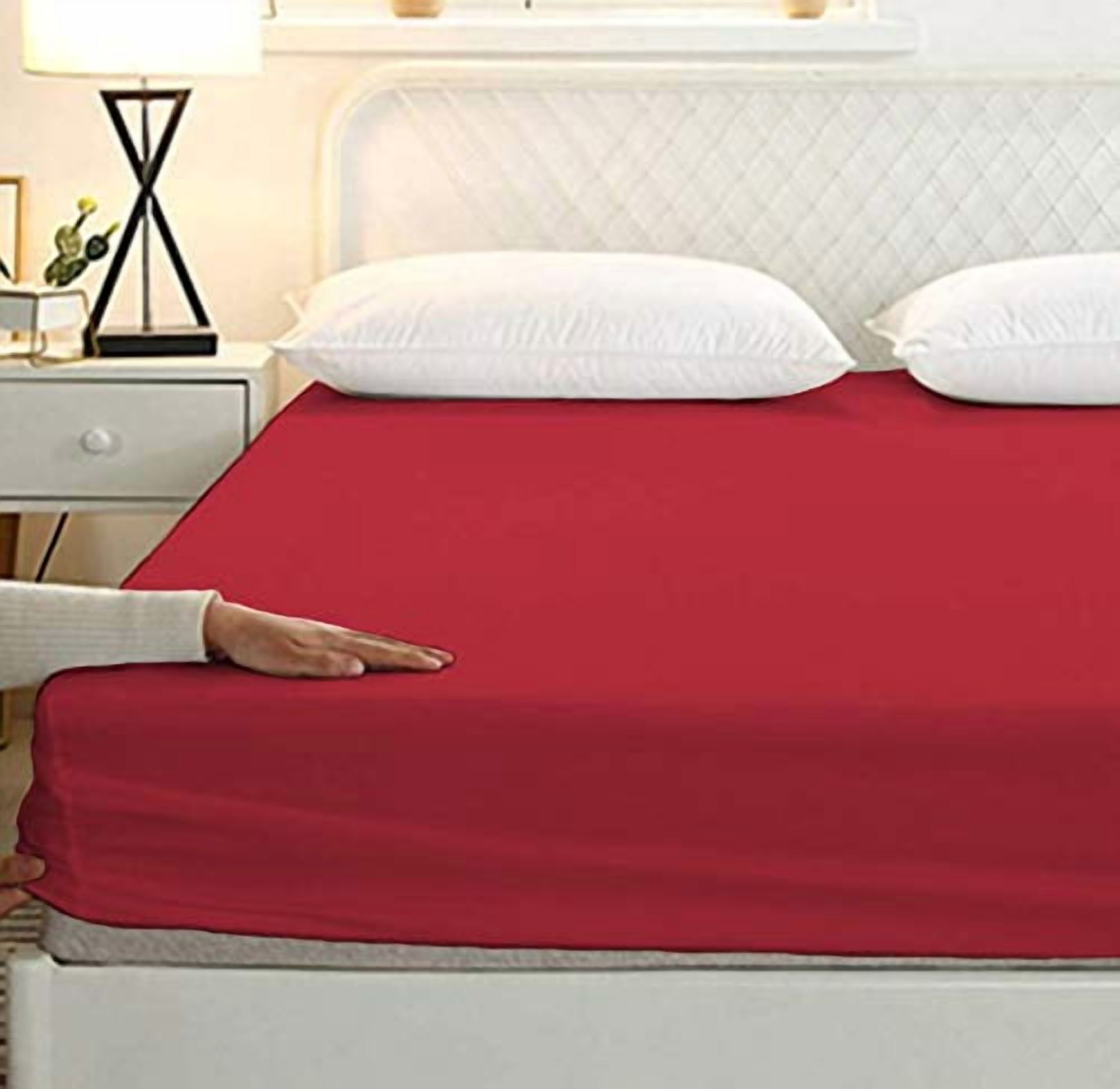 EASY BEDDING Twin-XL Size Fitted Sheet 1 Piece Only, 100% Egyptian Cotton, 1000 TC, Fits up to 22 Inches Deep Pocket Bottom Sheet-Burgundy Solid