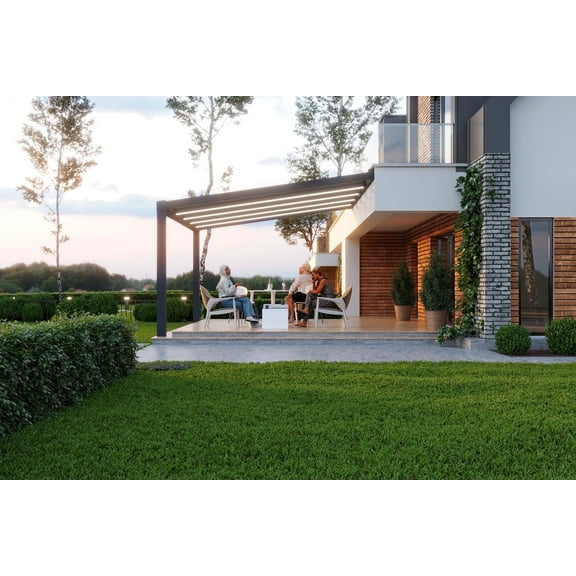 9'10" by 20' Swiss-made EASY Polycarbonate Roof Patio Cover LED Lights – Durable, UV Protection, Bright & Low-Maintenance Outdoor Canopy for Patio, Pergola, Sunroom, Gazebo