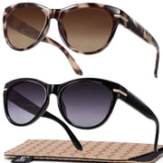 EASY READ Trendy Bifocal Reading Sunglasses for Women, 2 Pack Readers with UV400 Protection