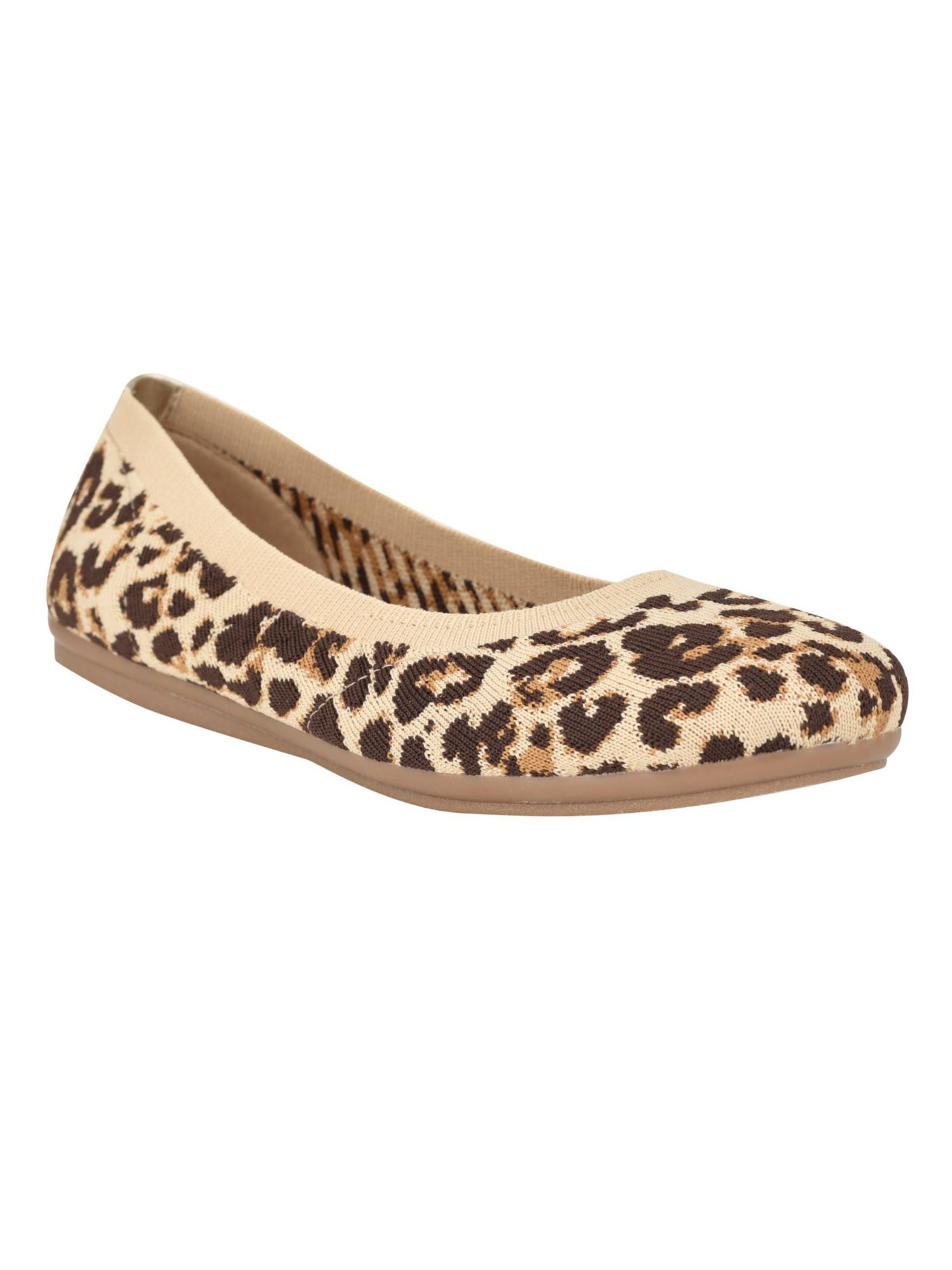 EASY SPIRIT Womens Beige Animal Print Cushioned Comfort Knit Arch Support Limited Edition Greta Round Toe Slip On Ballet Flats 6.5 M Walmart