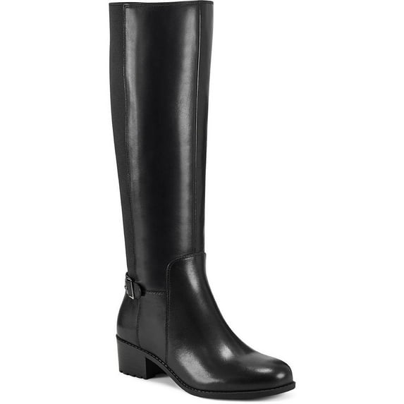 EASY SPIRIT Womens Black Cushioned Arch Support Chaza Round Toe Block Heel Leather Riding Boot 7.5 W WC
