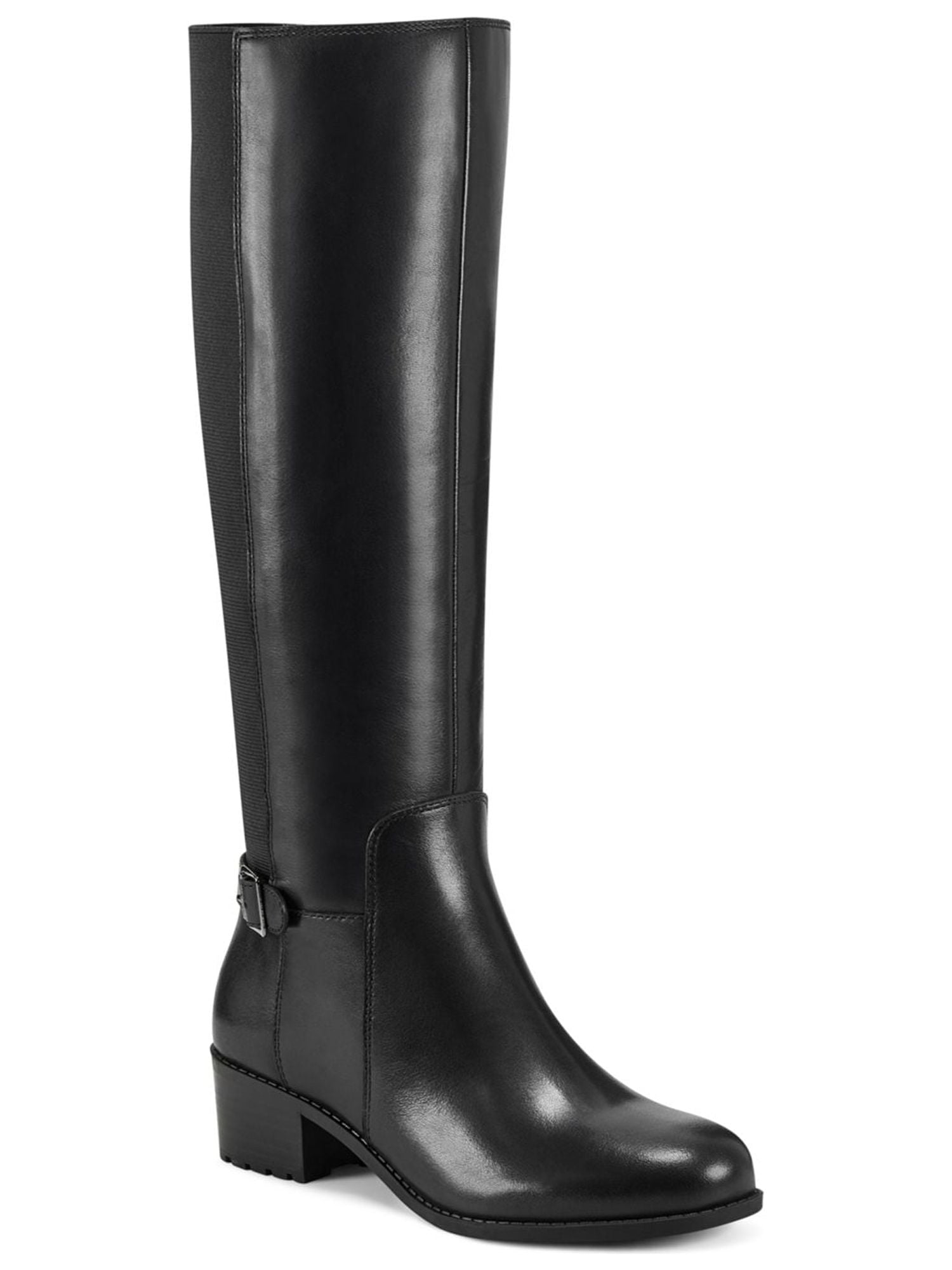 EILEEN FISHER Womens Black Rain Water Resistant Treaded Floyd Round Toe Block Heel Zip-Up Leather Booties M