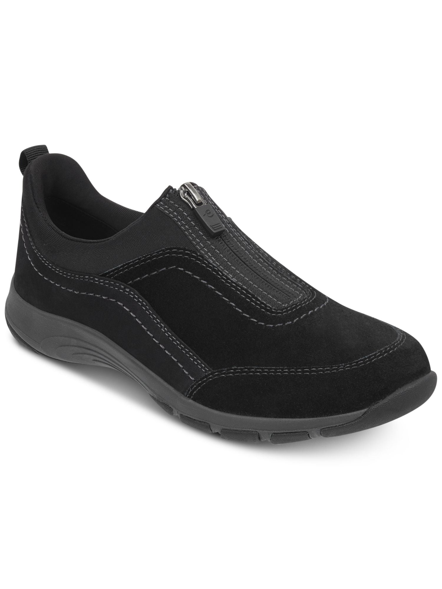 EASY SPIRIT Womens Black Mixed Media Anti Gravity Cushioned Arch Support Removable Insole Cave Round Toe Wedge Zip Up Leather Athletic Walking Shoes 9.5 M Walmart