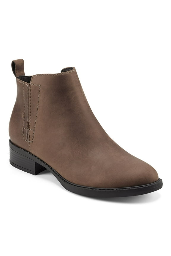 Womens Brown Arch Support Cushioned Removable Insole Larime Round Toe Block Heel Zip-Up Booties 7.5 W