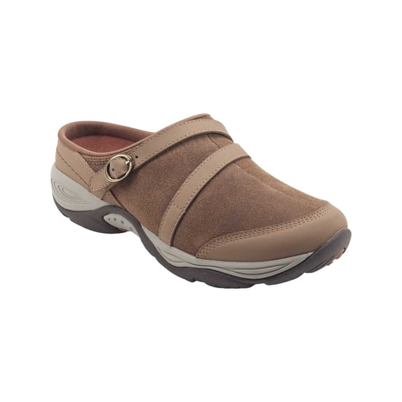 EASY SPIRIT Womens Brown Removable Insole Comfort Arch Support Buckle Accent Equinox Round Toe Wedge Slip On Mules 7.5 M