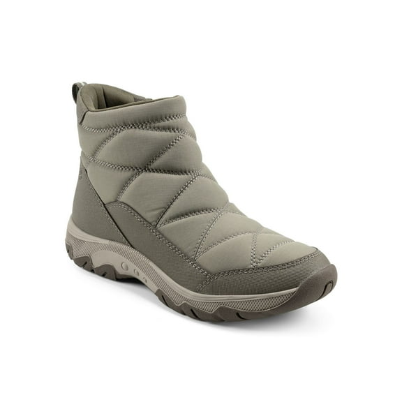 EASY SPIRIT Womens Gray Quilted Heel Pull-Tab Water Resistant Cushioned Tru Round Toe Wedge Zip-Up Winter 7.5 M