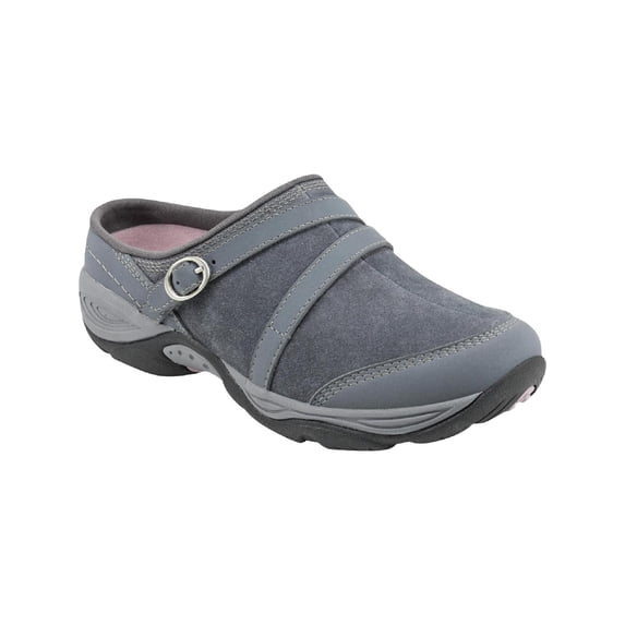 EASY SPIRIT Womens Gray Removable Insole Comfort Arch Support Buckle Accent Equinox Round Toe Wedge Slip On Leather Clogs 10 M