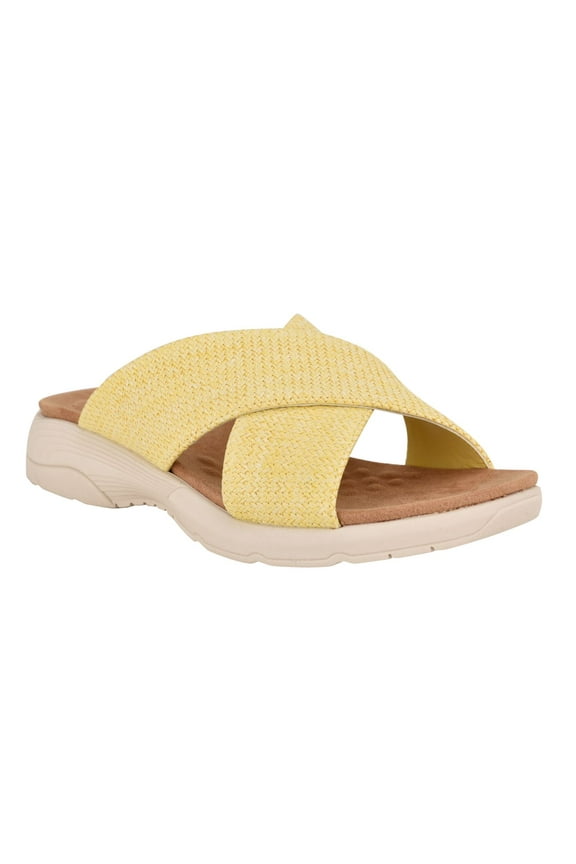 Womens Yellow Arch Support Comfort Taite Round Toe Wedge Slip On Sandals Shoes 7.5 M