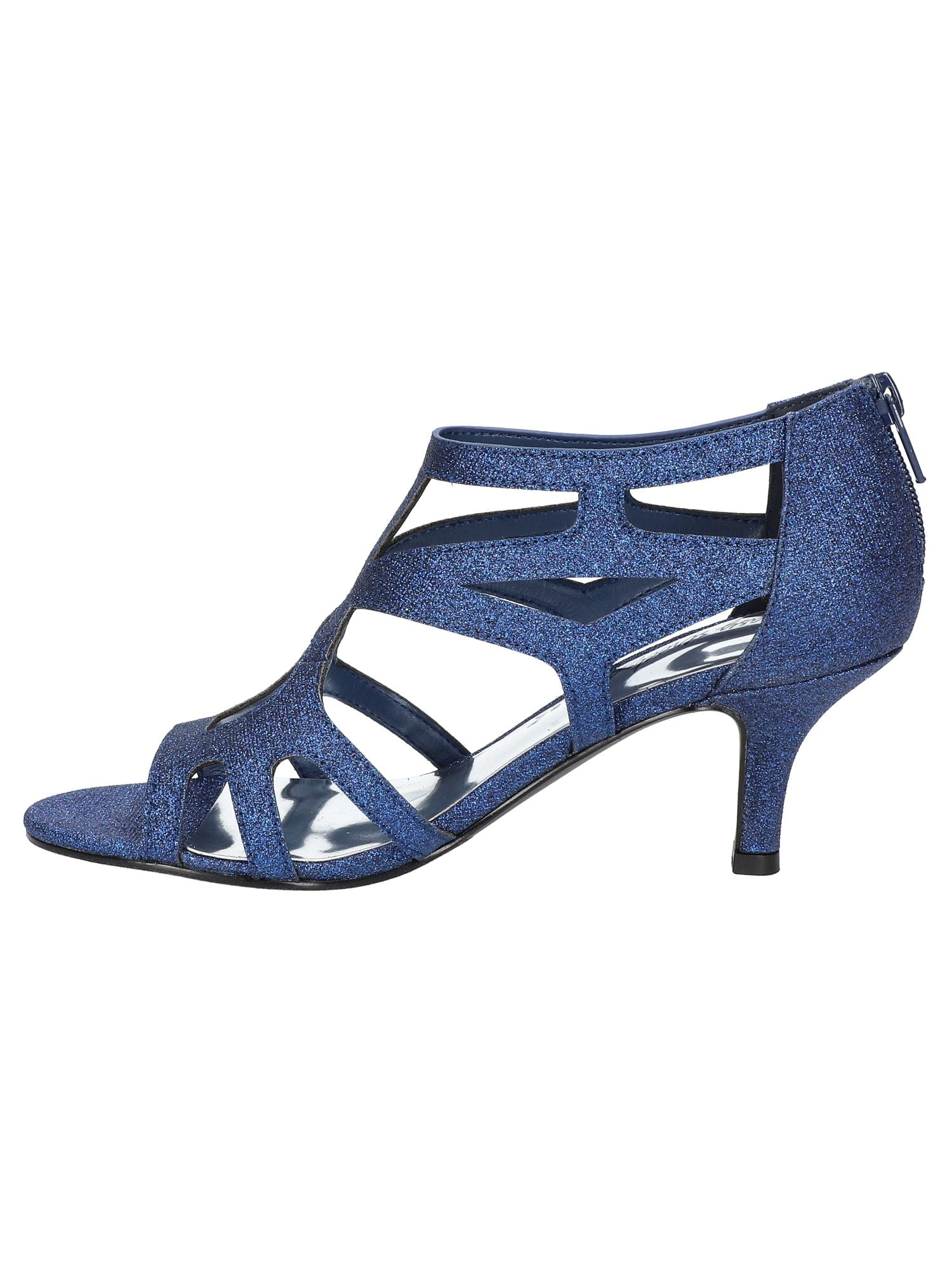 EASY STREET ALIVE AT 5 Womens Blue Strappy Flattery Peep Toe Kitten Heel  Zip-Up Dress Sandals Shoes 8.5 M - Walmart.com