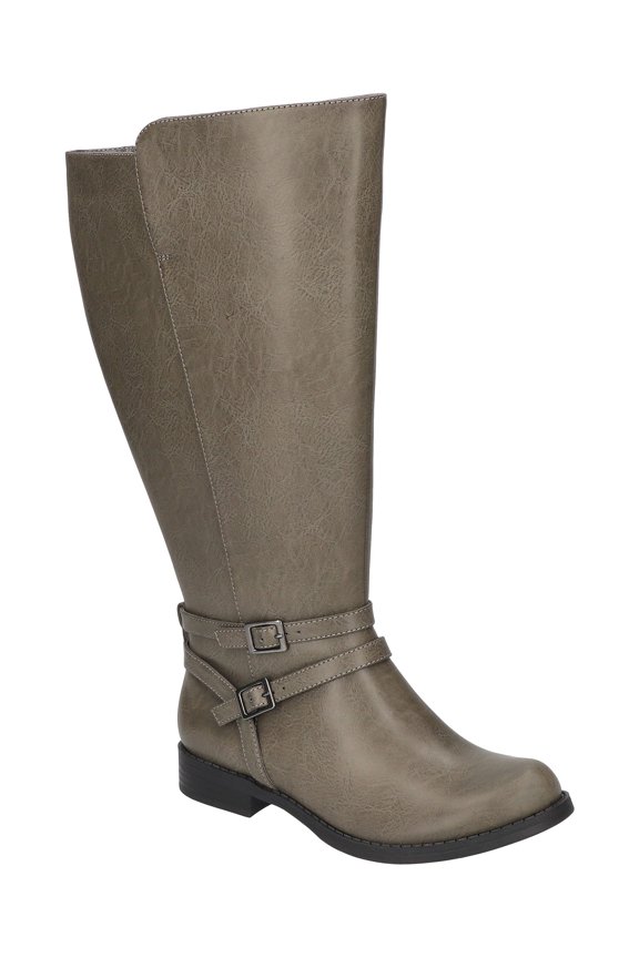 Womens Gray Athletic Buckled Ankle Straps Goring Padded Bay Plus Plus Round Toe Block Heel Zip-Up Boots Shoes 9 W WC