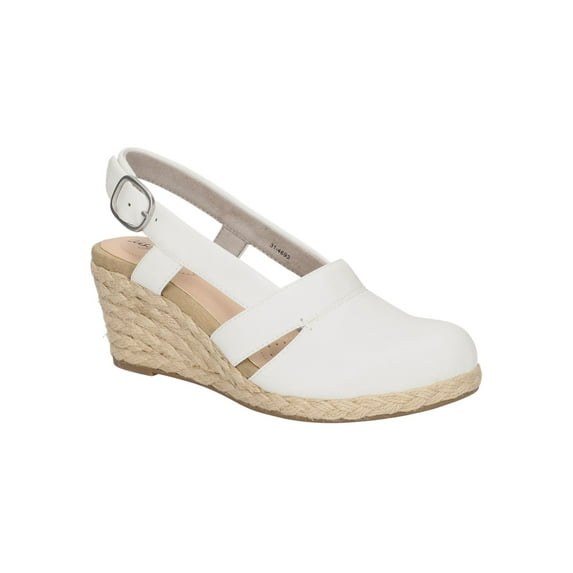 EASY STREET Womens White Padded Stargaze Round Toe Wedge Slip On Espadrille Shoes 10 W