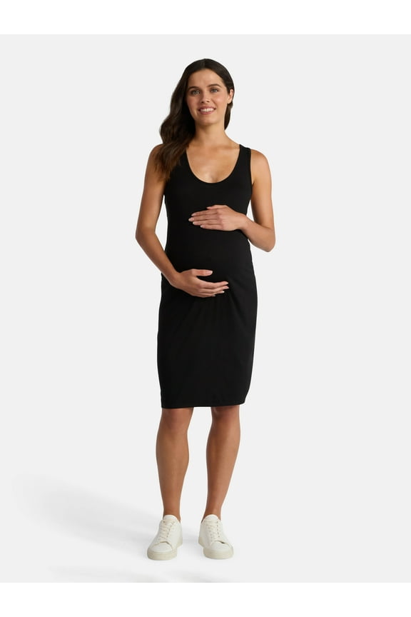 Women's Maternity Sleeveless Shirred Tank Dress, Size S-XXL
