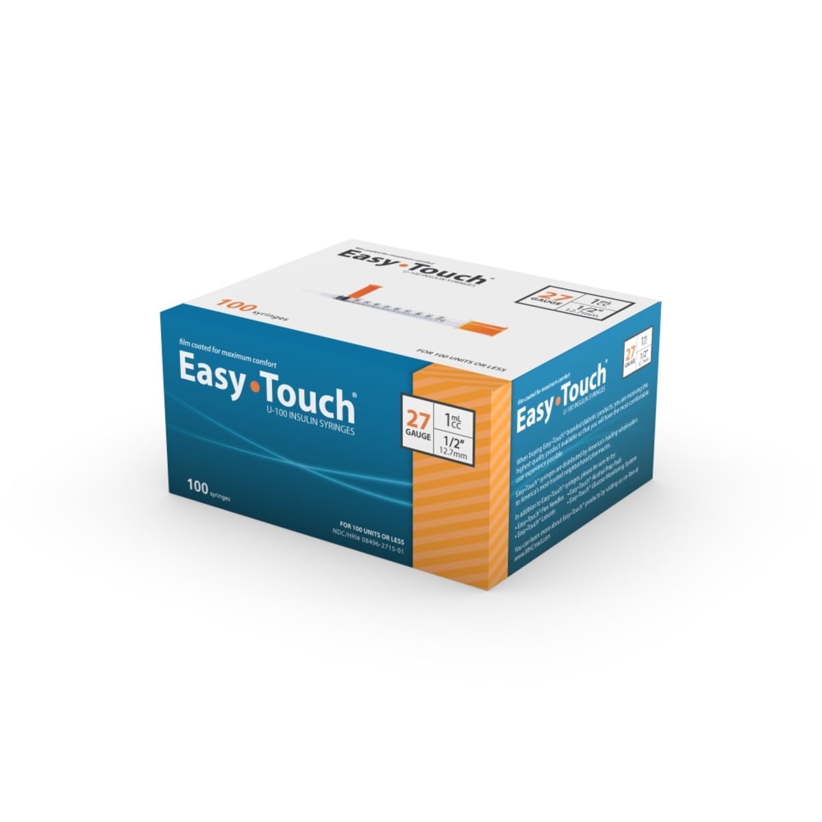 EASY TOUCH SYR, 27G 1C 1/2-Inch, Box of 100, 827155