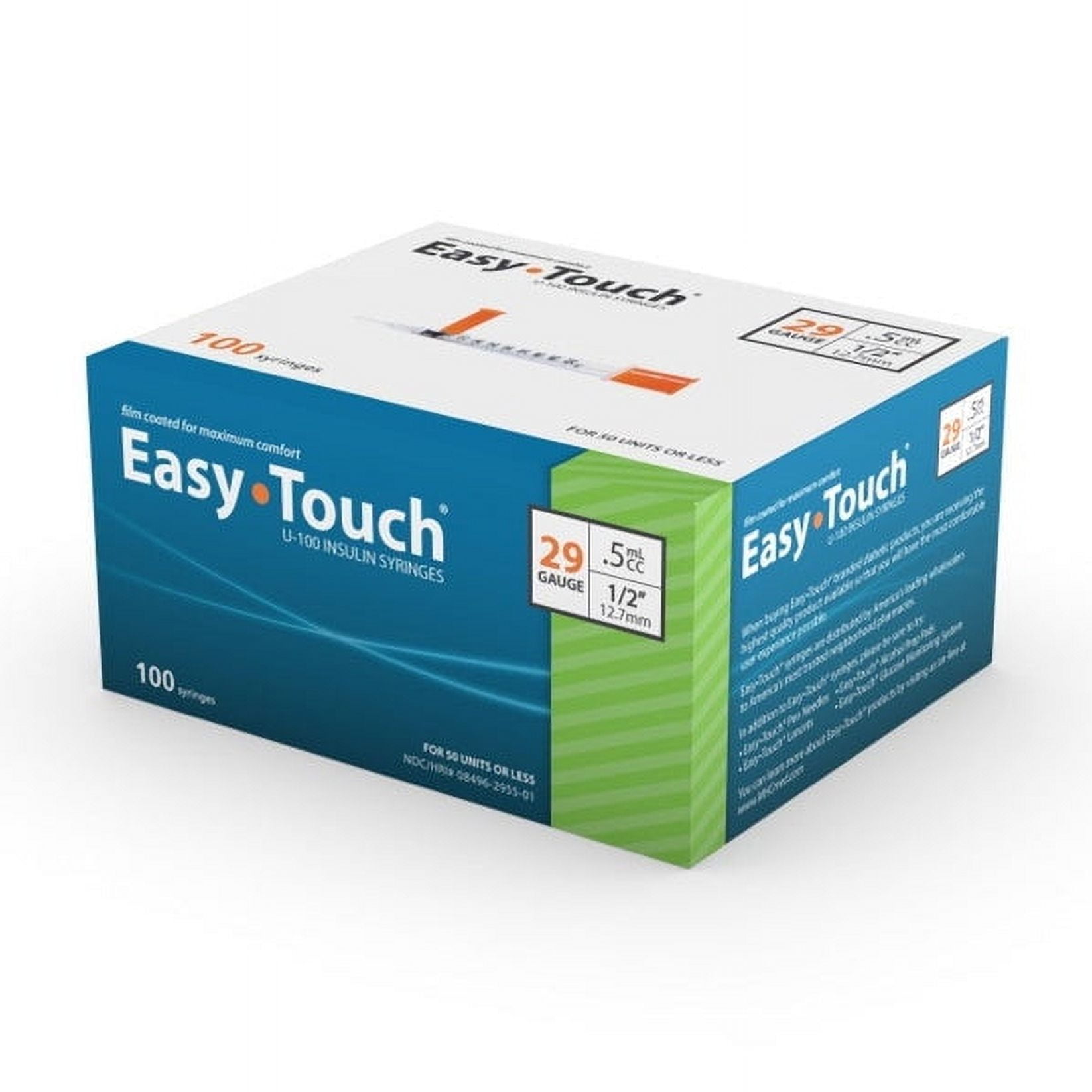 EASY TOUCH SYR, 29G .5c 1/2-Inch, Box of 100, 829555