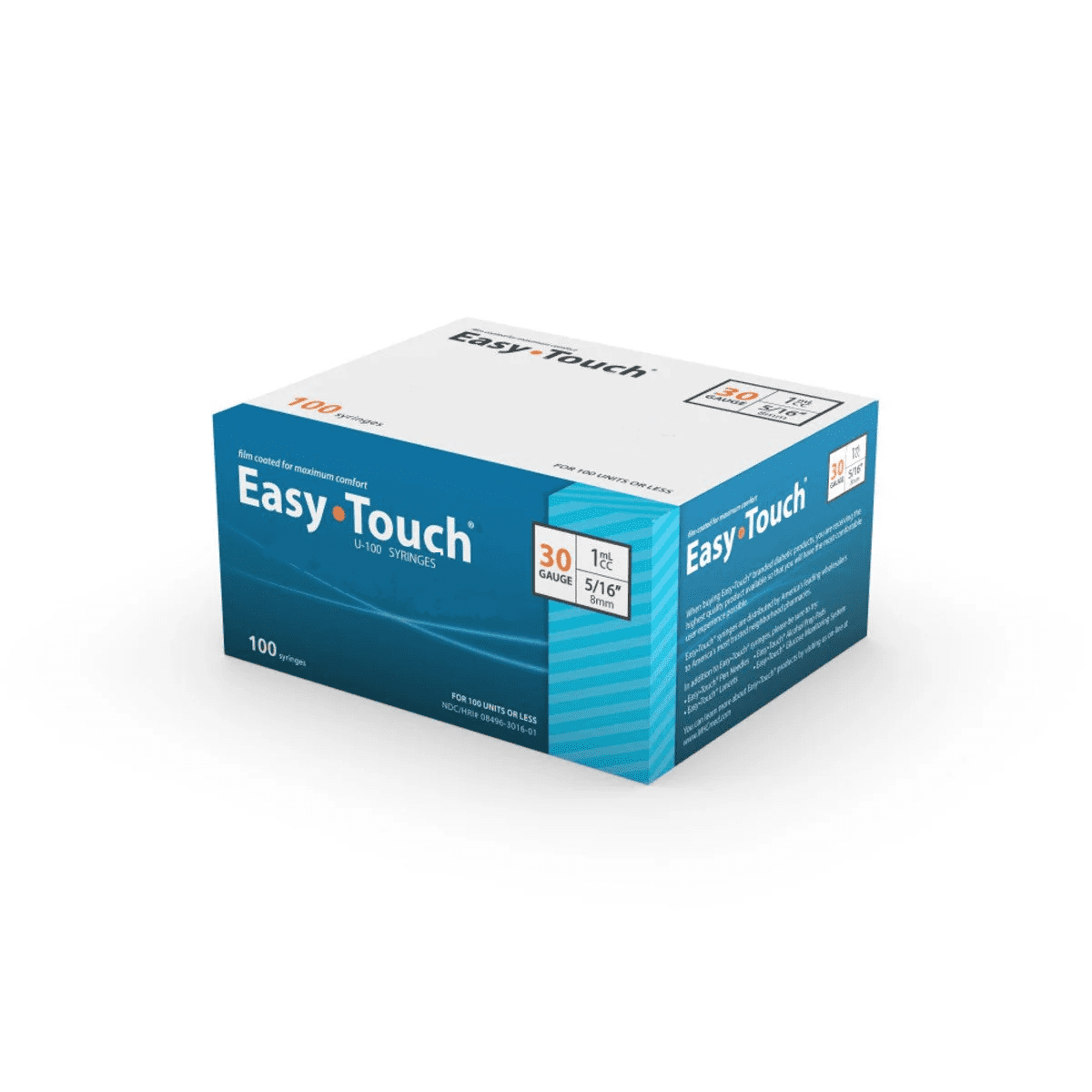 EASY TOUCH U-100 SYRINGES, 30G 1CC 5/16, Disposable Syringes, Scientific Lab Syringes