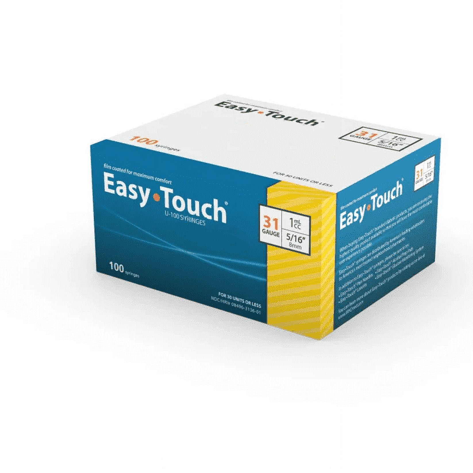 EASY TOUCH U-100 SYRINGES, 31G 1CC 5/16, Disposable Syringes, Scientific Lab Syringes