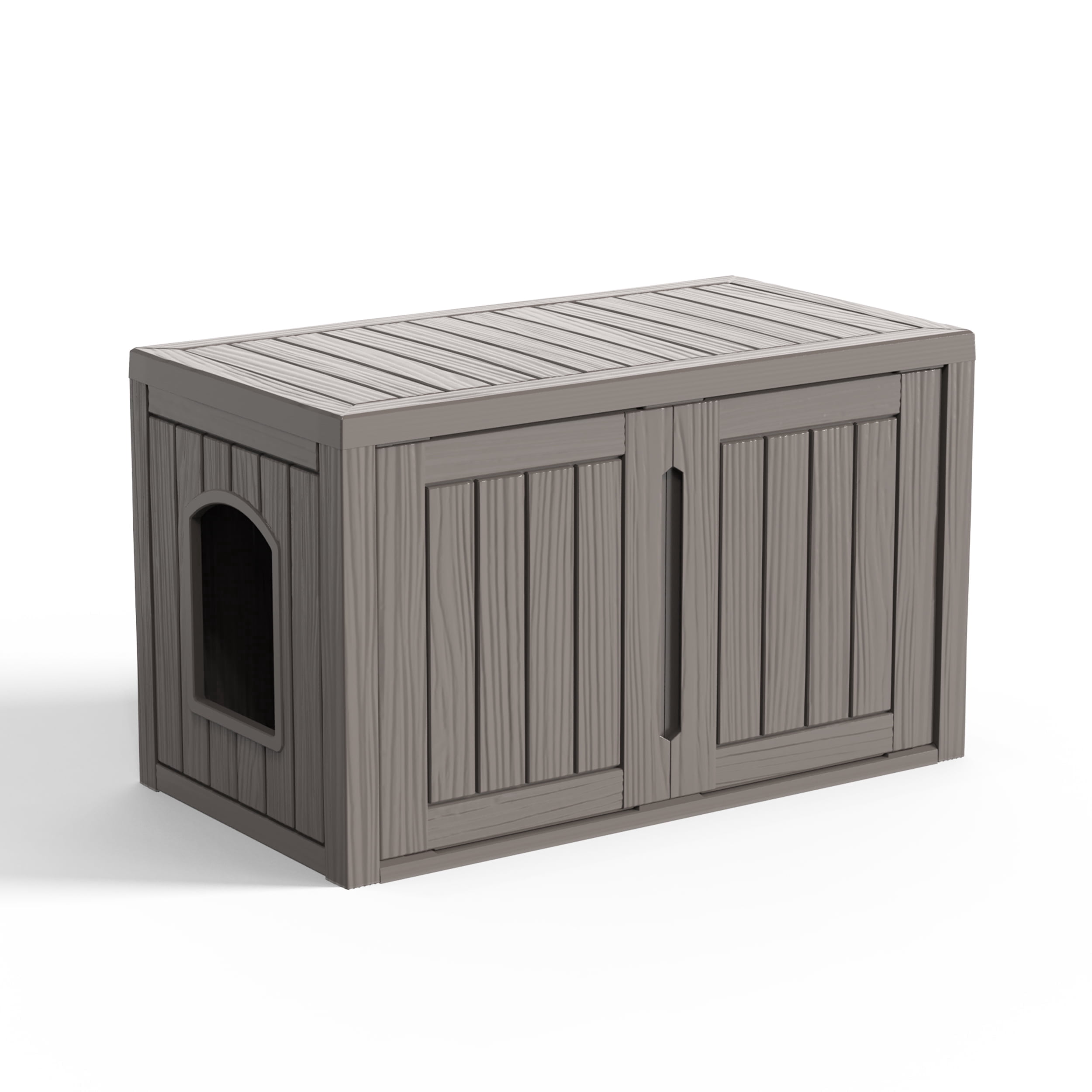EASY UP Indoor & Outdoor Cat House - Durable Resin Design with Easy Assembly, Multi-Functional & Waterproof Pet Shelter(GRAY)