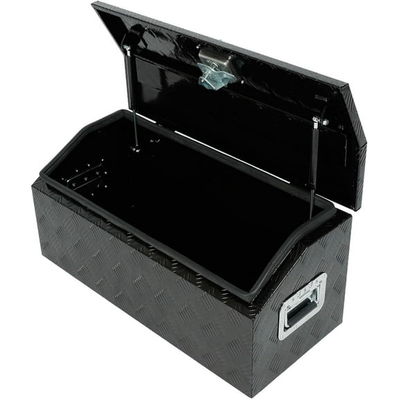 EASYBERG 30 Inch Aluminum Trailer Tongue Tool Box for Truck Pickup ATV Flatbed RV Storage Box,5 Bar Trailer Tool Box Storage Organizer with Dome Lid, Handle, Lock & 2 Keys, Black