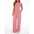 thumbnail image 1 of EASYBRA Women Casual Two Piece Outfit Ruffle Sleeve Top and Pleated Wide Leg Pants Summer Fashion Set, 1 of 8