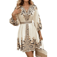 thumbnail image 1 of EASYBRA Women Floral Print V Neck Midi Dress Three Quarter Sleeve Elegant Casual A Line Summer Dress, 1 of 7