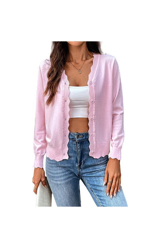 Women Knit Cardigan V Neck Long Sleeve Lightweight Ice Silk Regular Fit Button Front Sweater