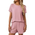 thumbnail image 1 of EASYBRA Women Pants Suit Solid Color Casual Two Piece Outfit Three Quarter Sleeve and Pants All Season S-XL, 1 of 7