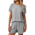 thumbnail image 1 of EASYBRA Women Pants Suit Solid Color Casual Two Piece Outfit Three Quarter Sleeve and Pants All Season S-XL, 1 of 7