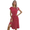thumbnail image 1 of EASYBRA Women Polka Dot Midi Dress Short Sleeve A Line Casual Elegant Summer Dress, 1 of 5