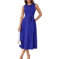 thumbnail image 1 of EASYBRA Women Sleeveless Tie Waist A Line Midi Work Dress Elegant Flowy Cocktail Party Dress with Pockets, 1 of 6