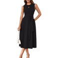 thumbnail image 1 of EASYBRA Women Sleeveless Tie Waist A Line Midi Work Dress Elegant Flowy Cocktail Party Dress with Pockets, 1 of 6