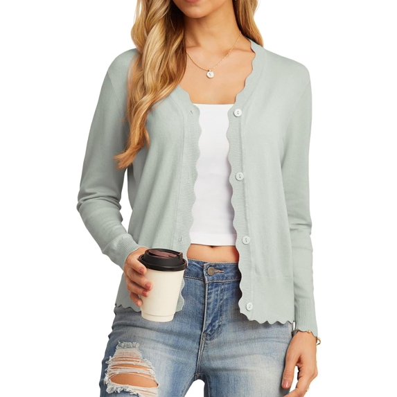 EASYBRA Women V Neck Button Down Cardigan Long Sleeve Ribbed Knit Slim Fit Sweater