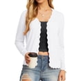 thumbnail image 1 of EASYBRA Women V Neck Button Down Cardigan Long Sleeve Ribbed Knit Slim Fit Sweater, 1 of 6