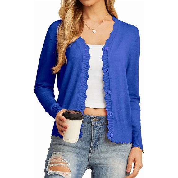 EASYBRA Women V Neck Button Down Cardigan Long Sleeve Ribbed Knit Slim Fit Sweater