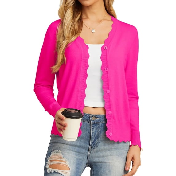 EASYBRA Women V Neck Button Down Cardigan Long Sleeve Ribbed Knit Slim Fit Sweater
